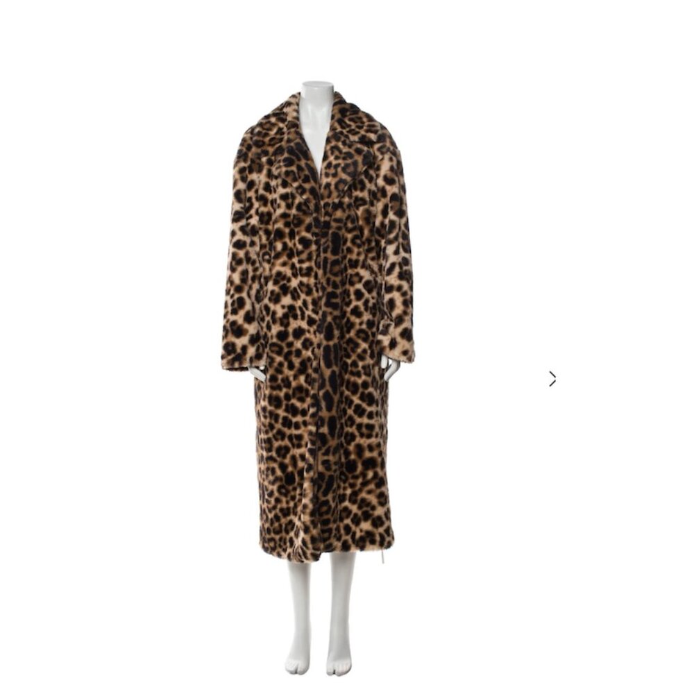 Reformation Faux Fur Leopard-Print Coat, M